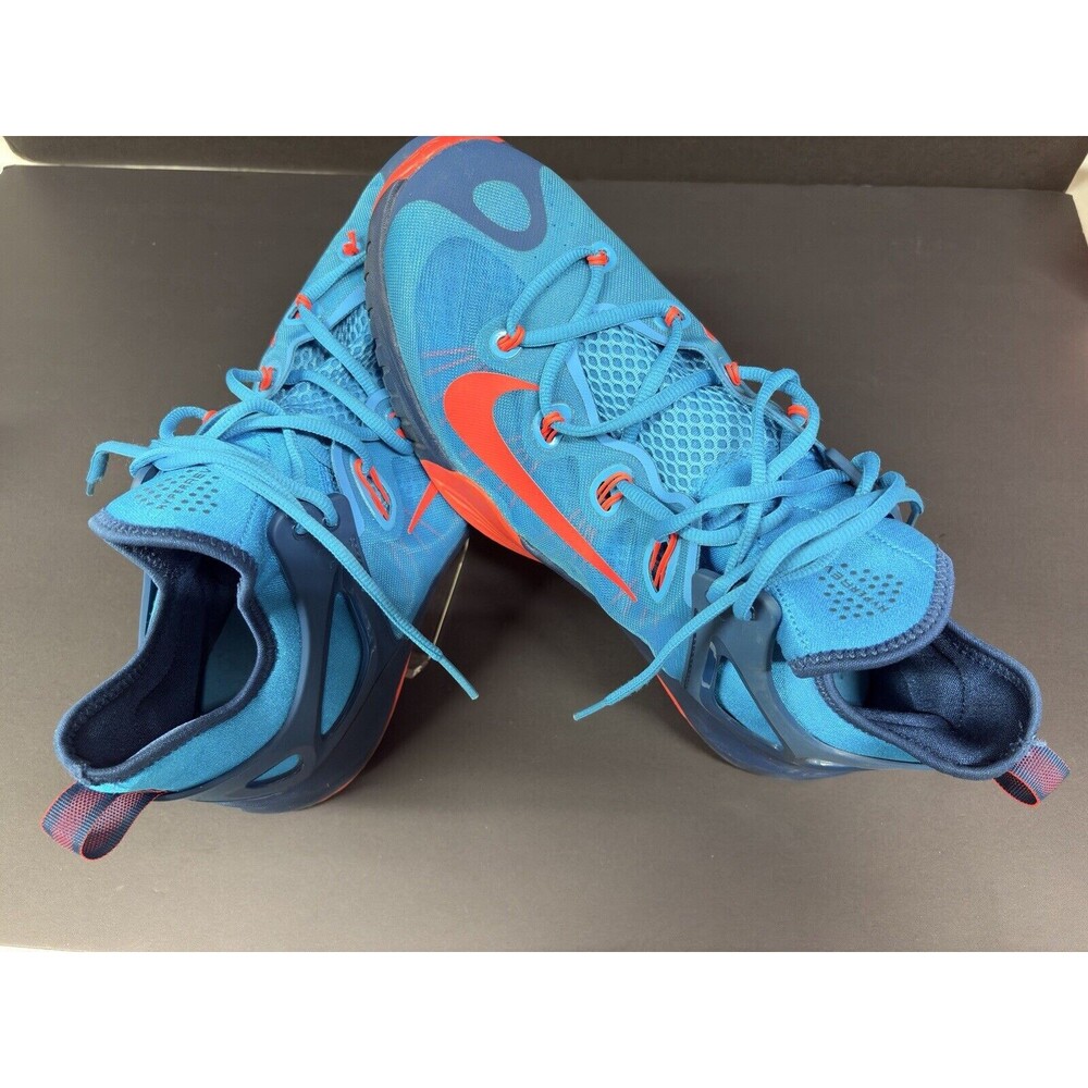 Nike Men’s Blue with Orange Accents Basketball Sneakers - Picture 15 of 16